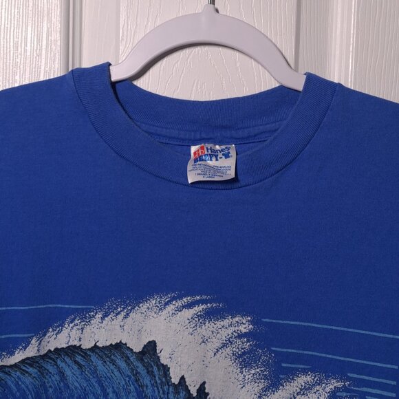VINTAGE Hawaii Surfing USED Shirt (XL, Blue, Single Stitch, Surfer) - Picture 3 of 8